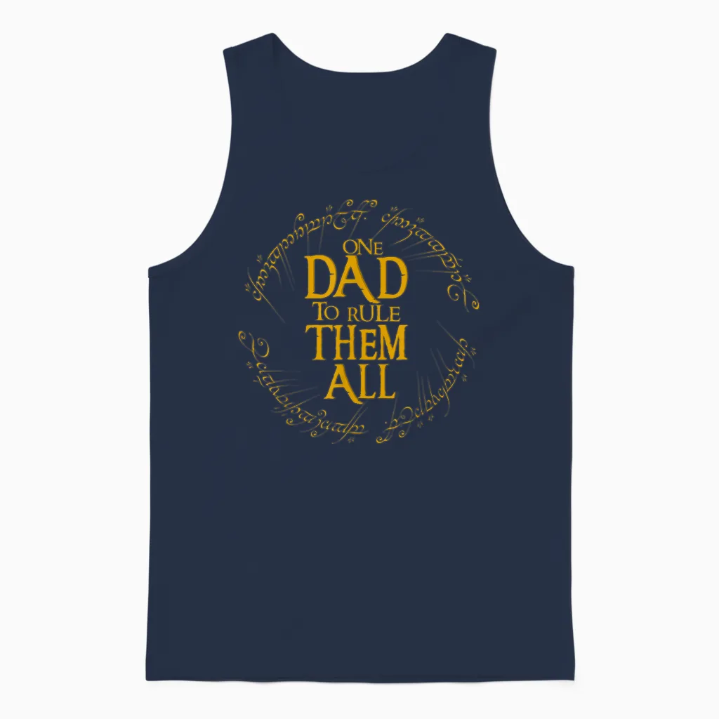 Lustiger Fantasy Nerd Dad Graphic "one Dad to Rule Them All" Unisex Tank Top in Navy