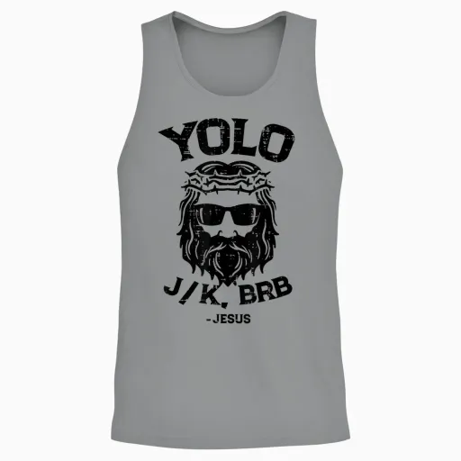 Easter Shirts Women Men Kids Children Easter Gift Yolo Jk Brb Jesus Funny Easter Day Ressurection Christians Unisex-Adults, Unisex-Kids T-Shirt Grey Classic Fit Short Sleeve Unisex Tank Top - Sport Grey
