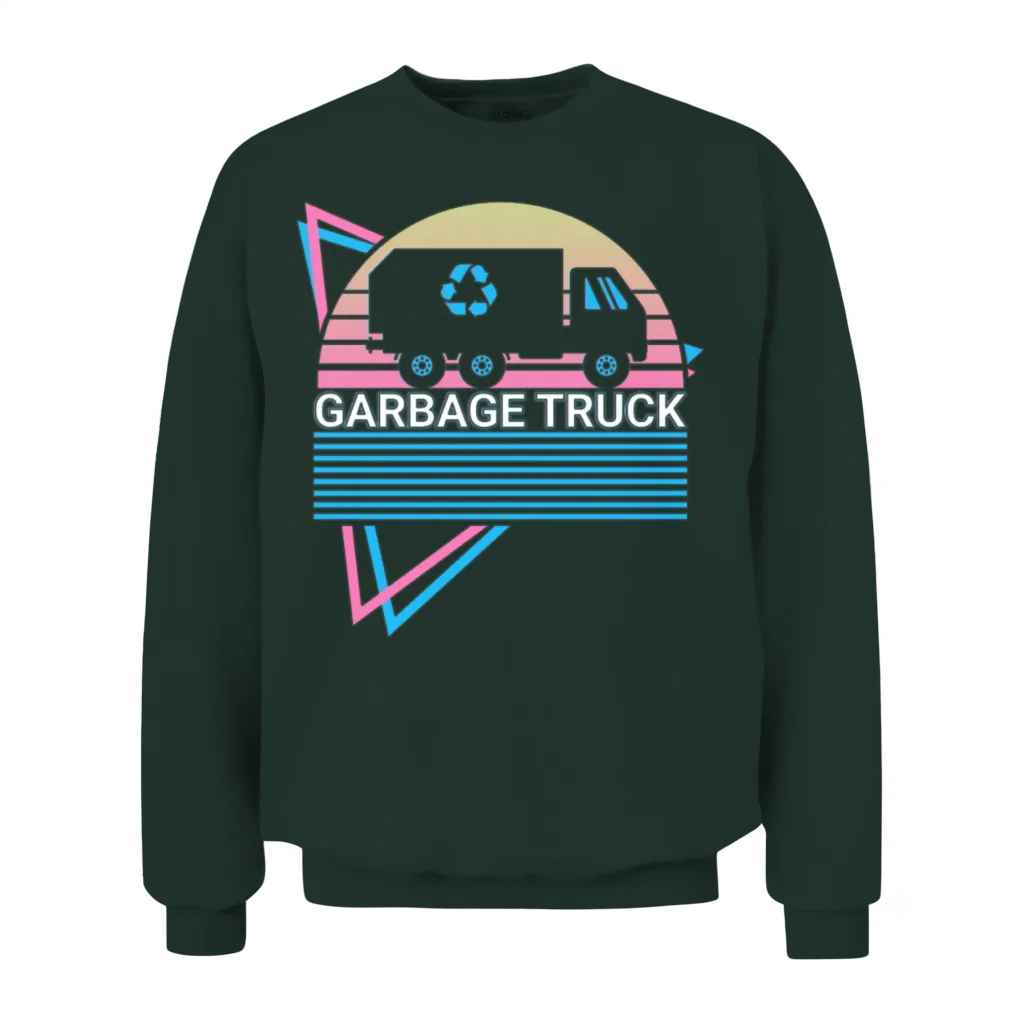 Garbage Truck Retro Unisex Sweatshirt - Forest