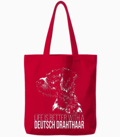 Deutsch Drahthaar Life Is Better Dog Saying Tote Bags - Red