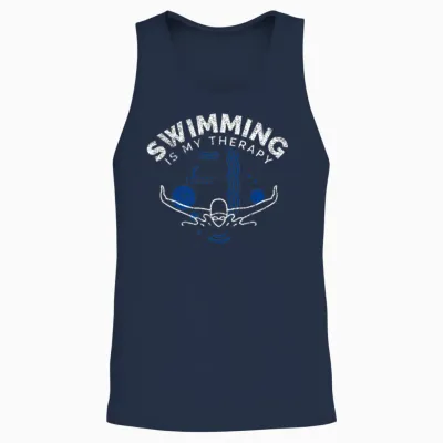 Swimming Funny Saying Swimming Is My Therapy Unisex Tank Top - Navy