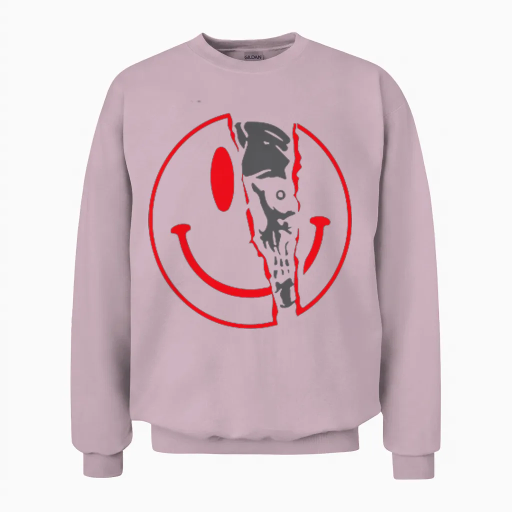 Confused Smile I'm Broken Invisible Illness I'm Ok Broken Unisex Sweatshirt in Light Pink