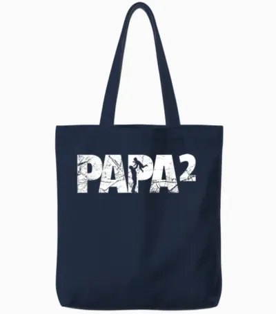 Papa Hoch 2 Zwillinge Zweifach Papi Vater Tote Bags - Navy