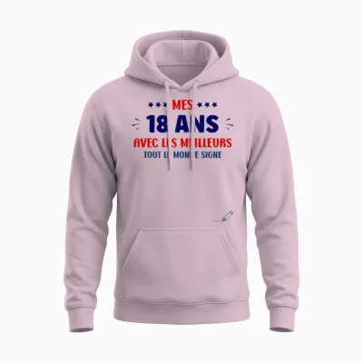 Humour 18 Years to Sign Birthday Signature 18 Years T-Shirt, White, S Unisex Hoodie - Light Pink