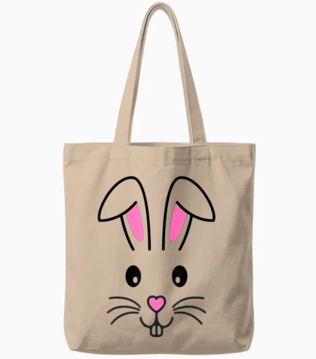 Easter Bunny Face Easter Bunny Face Easter Outfit Cute T-Shirt, White Tote Bags in Natural