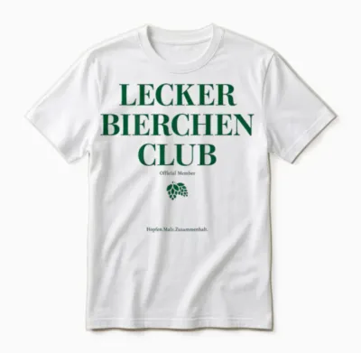 Lecker Bierchen Club Hopfen Malz Zusammenhalt Bier Backprint Unisex T-Shirt - White