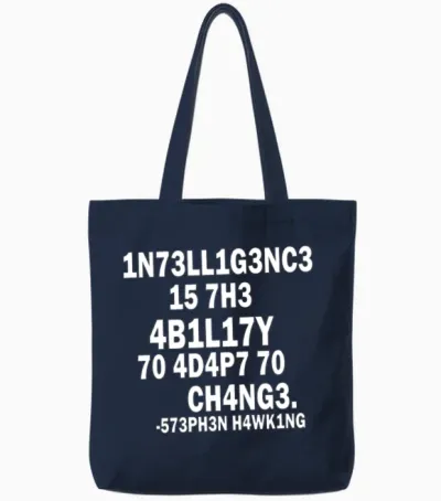 Stephen Hawking T-Shirt | Intelligence Tote Bags - Navy