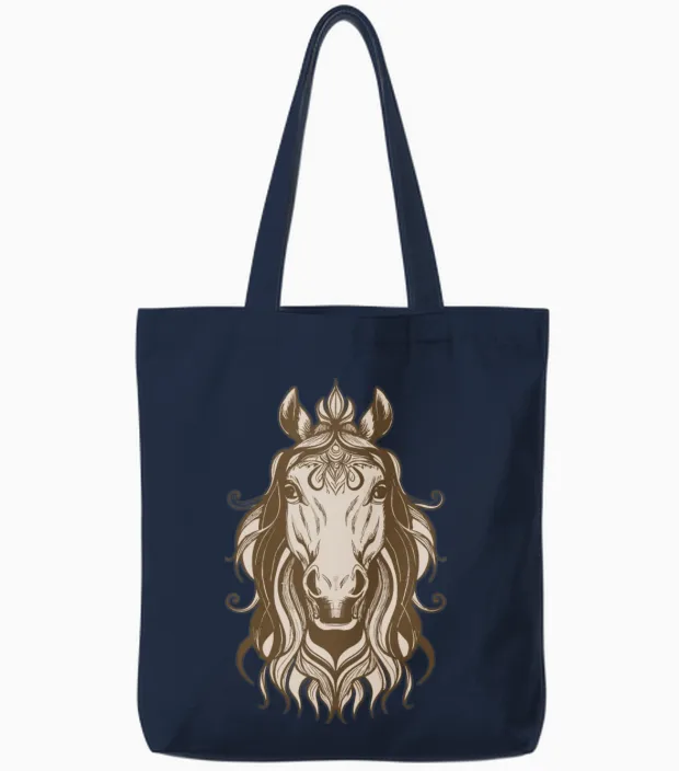 Horse Head Design Lovers Tote Bags in Navy