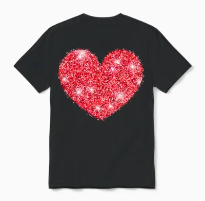 Red Heart Valentine's Day Design Love for Men and Women Unisex T-Shirt - Black