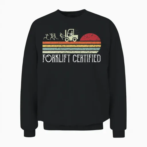 Forklift Certified Retro Vintage Unisex Sweatshirt in Black