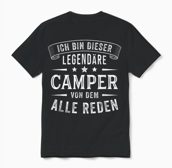 Men's I Am This Legendary Camper Funny Camping T-Shirt, Black Unisex T-Shirt in Black