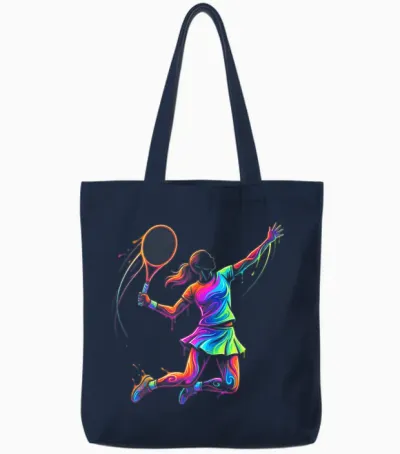 Tennis Player Woman Child and Girl Tote Bags - Navy