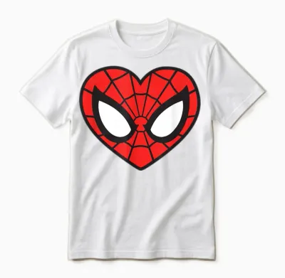 Marvel Spider-Man Modern Heart Mask Logo Unisex T-Shirt - White