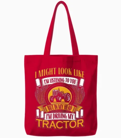 Driving My Tractor Tote Bags - Red