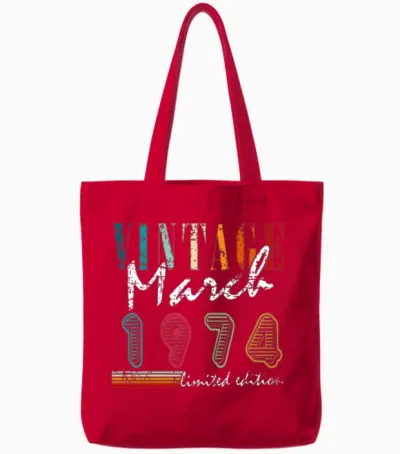 Gift Legend March 1974. Gift March 1974. March. Tote Bags - Red