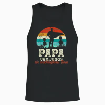 Team Papa Zwei Söhne Kinder Jungs Vatertag Bester Super Papa Unisex Tank Top - Black