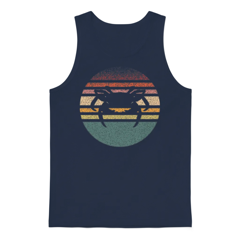 Crabbing Crab Retro Unisex Tank Top - Navy