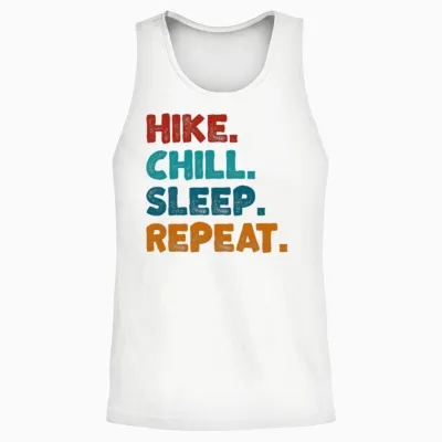 Hike Chill Sleep Repeat Unisex Tank Top - White