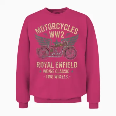 Royal Enfield Wd/re Classic Moto Ww2 Unisex Sweatshirt - Heliconia