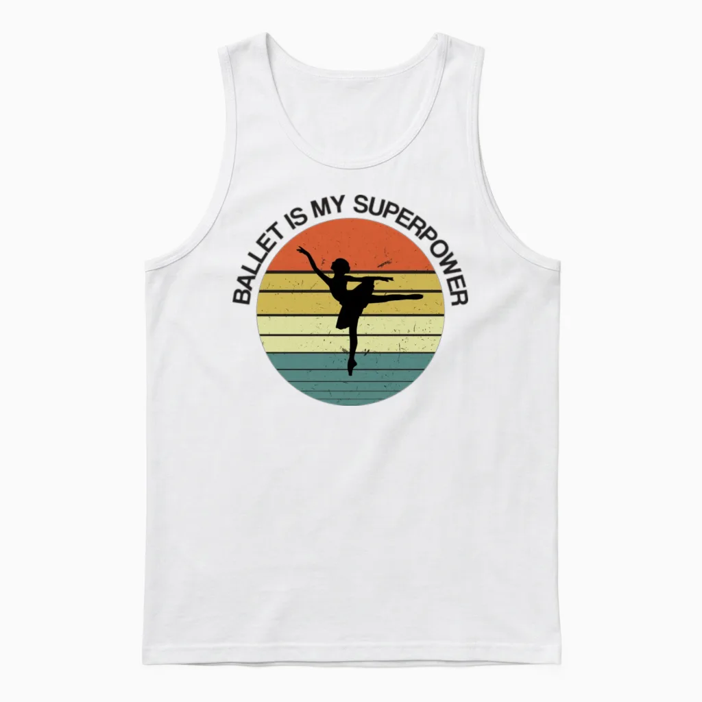 Ballet Retro Distressed Style Unisex Tank Top - White