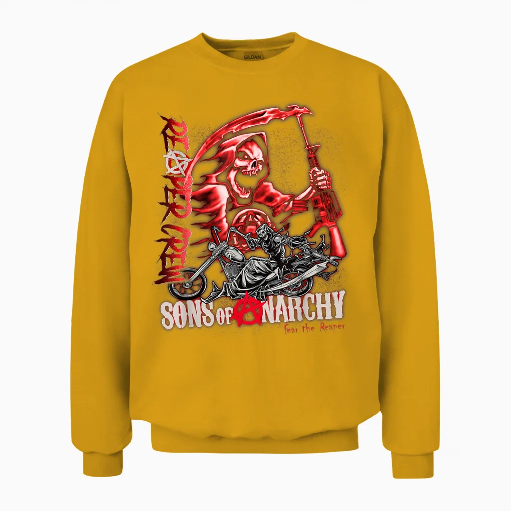 Sons of Anarchy Throwback Fear the Reaper Biker Tv Show Unisex Sweatshirt in Gold