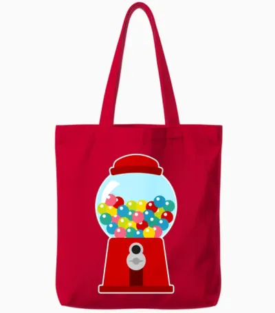 Gumball Machine Bubblegum Tote Bags - Red