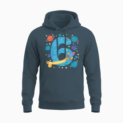 Kinder 6. Geburtstag Jungen 6 Jahre Planeten Weltraum Geburtstags Unisex Hoodie - Dark Heather