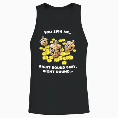 Funny Jewish Tshirt Dreidel Spin Me Round Cute Hanukkah Unisex Tank Top - Black