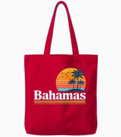 Voyage Rétro Aux Bahamas Tote Bags - Red