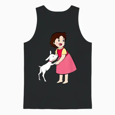 Heidi with Goat Cute Cartoon Tv Series T-Shirt, Blue Unisex Tank Top - Black