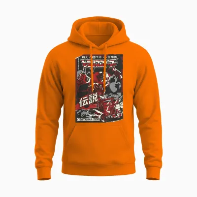 Transformers Optimus Prime Japanese Comic Cover Cybertronian Unisex Hoodie - Safety Orange