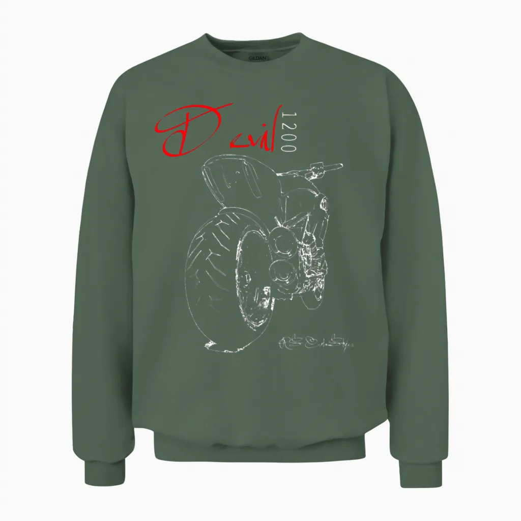 Ducati Diavel 1200 Biker, Motorcycle, Italian Unisex Sweatshirt in Military Green
