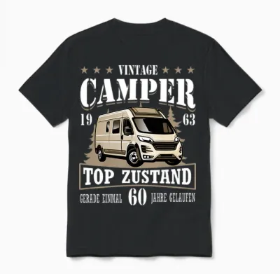 60. Geburtstag Wohnmobil Kastenwagen Camper Camping Unisex T-Shirt - Black