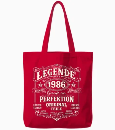 40th Birthday Man Woman 40 Years Decoration 1986 Gift Funny Tote Bags - Red