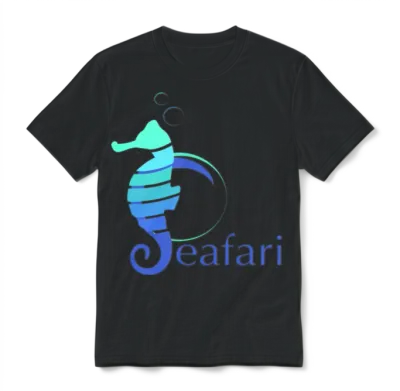 Sea Horse Seafari Unisex T-Shirt - Black