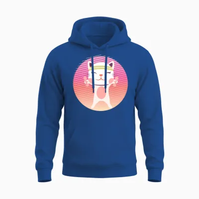 90s Retro Cat Fitness Unisex Hoodie - Royal