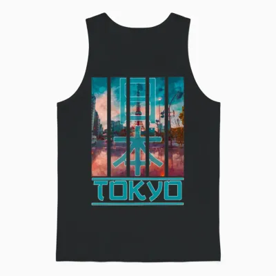 Tokyo Tower Unisex Tank Top - Black