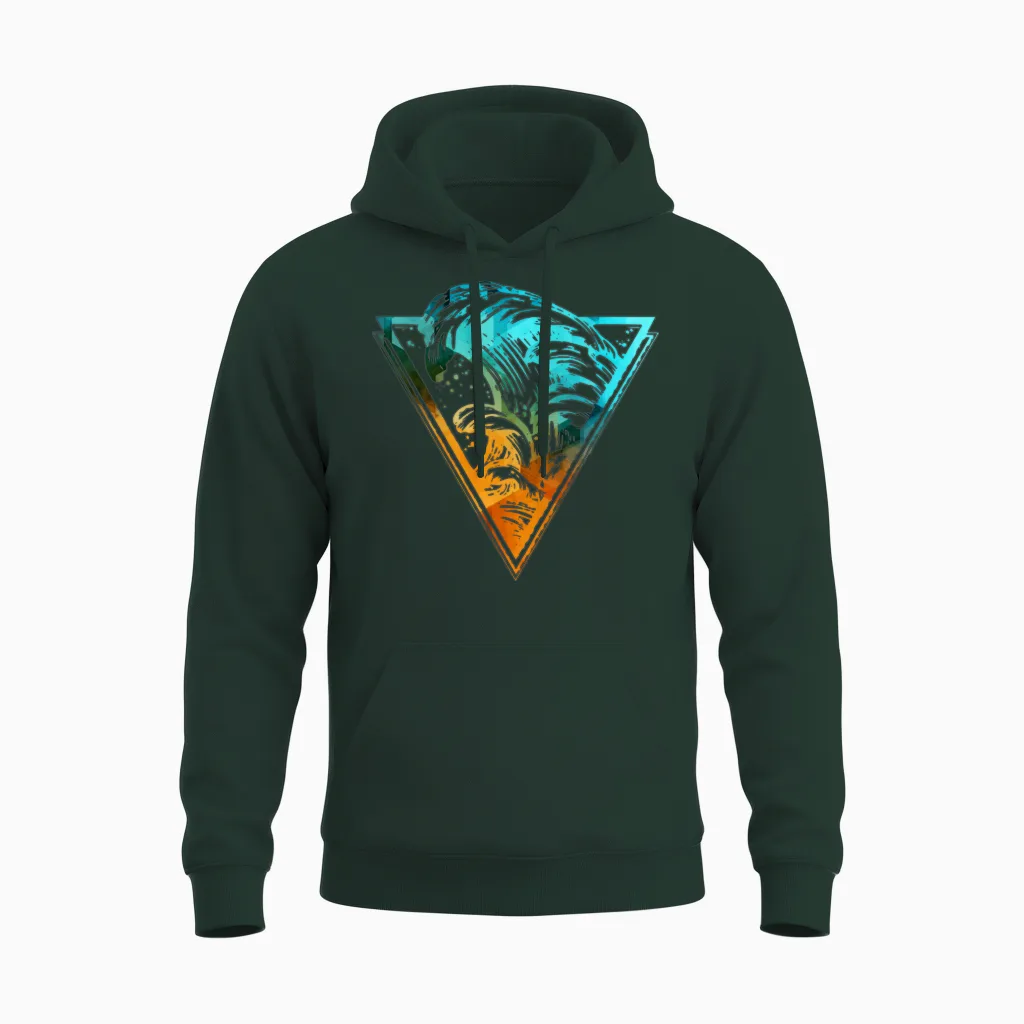 Triangle with Sea Waves Unisex Hoodie in Forest