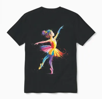 Ballet Girls Colorful Ballerina Dancer Women Girls Unisex T-Shirt - Black