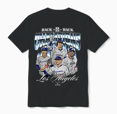 2025 Back to Back World Champions | Los Angeles D La Series Unisex T-Shirt - Black