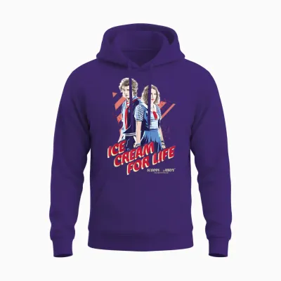 Stranger Things Steve Robin Ice Cream for Life Chest Unisex Hoodie - Purple