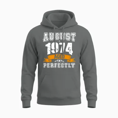 August 1974 Vintage Birthday Present Unisex Hoodie - Graphite Heather