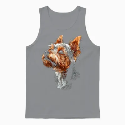 Yorkshire Terrier Dog T-Shirt, Black Unisex Tank Top - Sport Grey