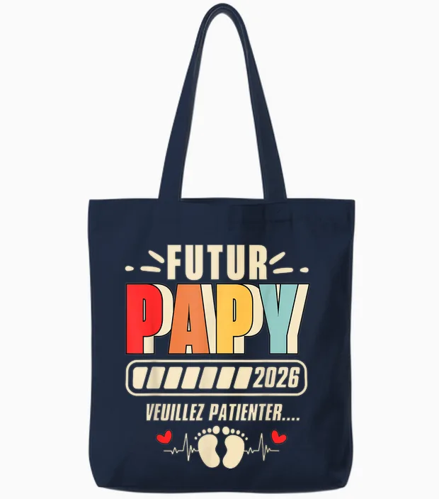 Gift Future Grandpa 2026 Grandpa Announcement Pregnancy Tote Bags in Navy