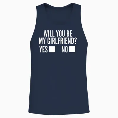 Ask Her Will You Be My Girlfriend Cute Valentine's Day Unisex Tank Top - Navy