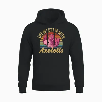 Axolotl Retro Unisex Hoodie - Black