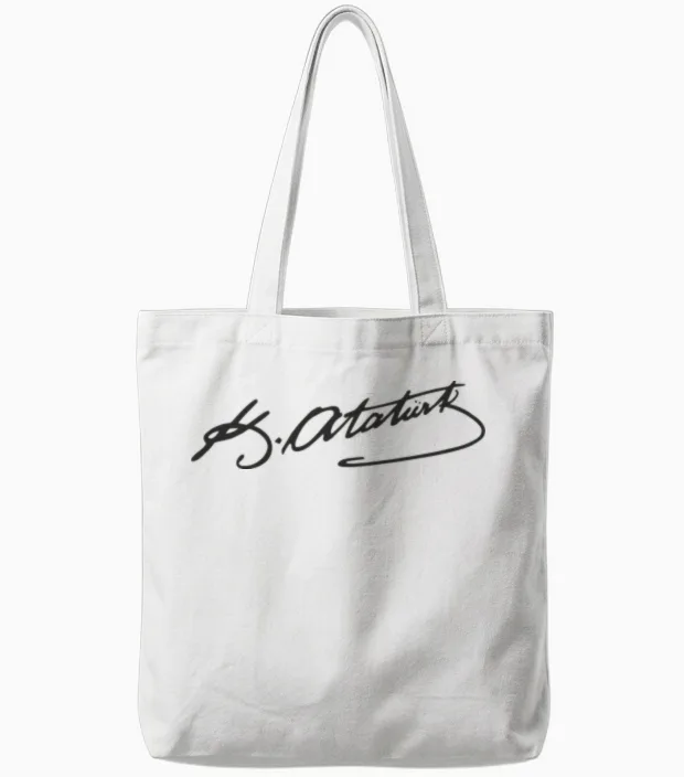 Atatürk Imza Tote Bags in White