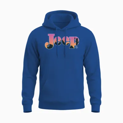 Jeep Desert Silhouette Sunset Logo T-Shirt, Black, S Unisex Hoodie - Royal