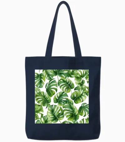 Retro Monstera Tote Bags - Navy