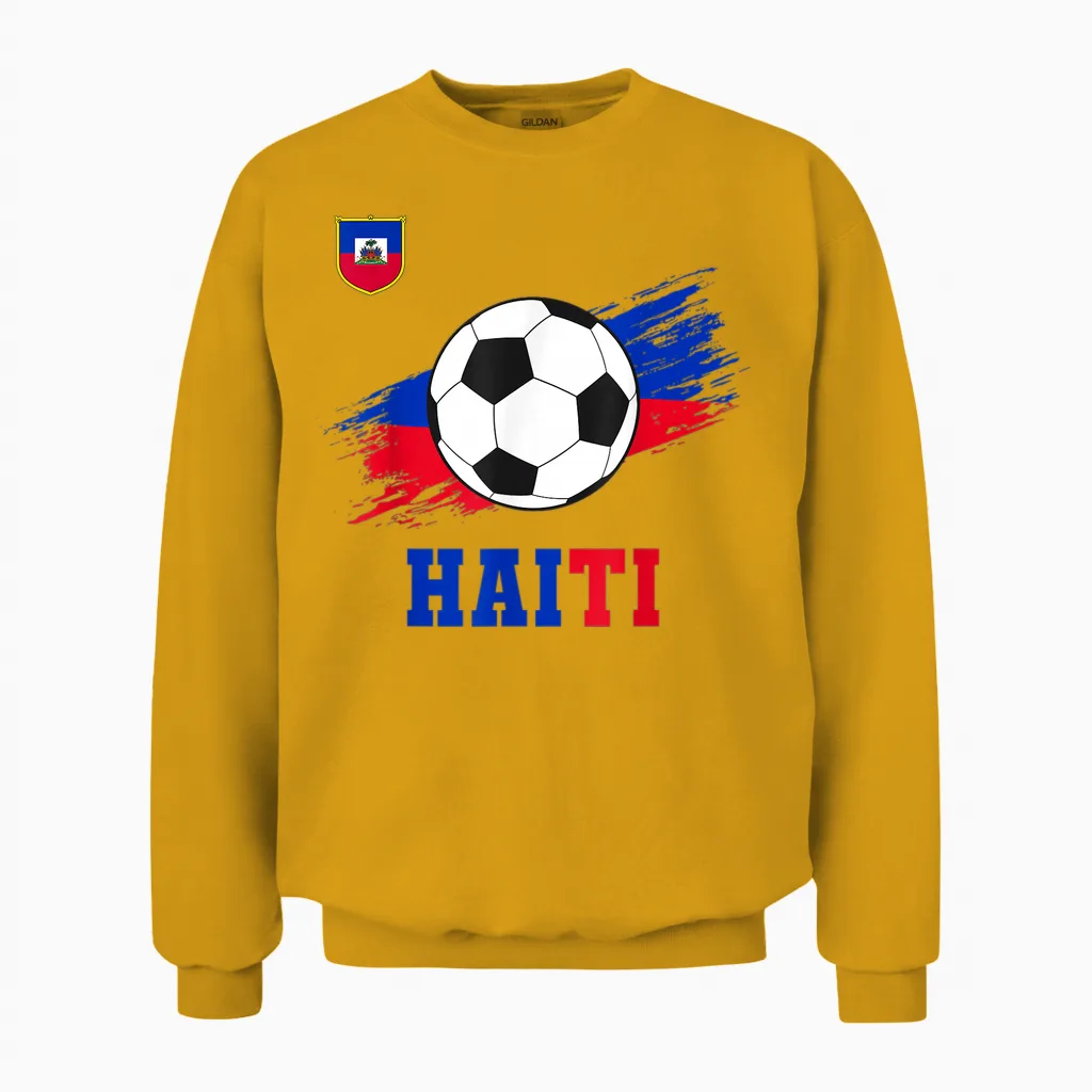 Haiti Haitian Flag Pride Men Women Unisex Sweatshirt in Gold